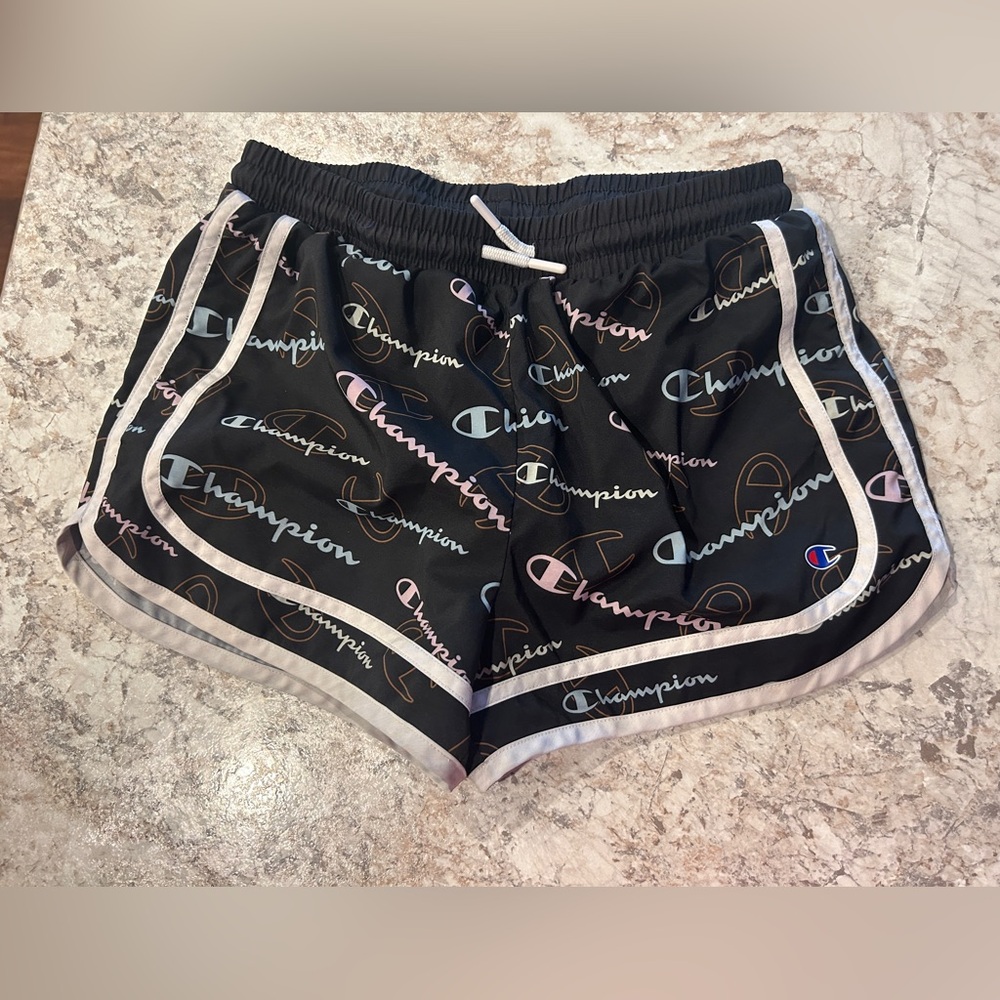 Kids Girls Champion Shorts size 14/16 Logo Black